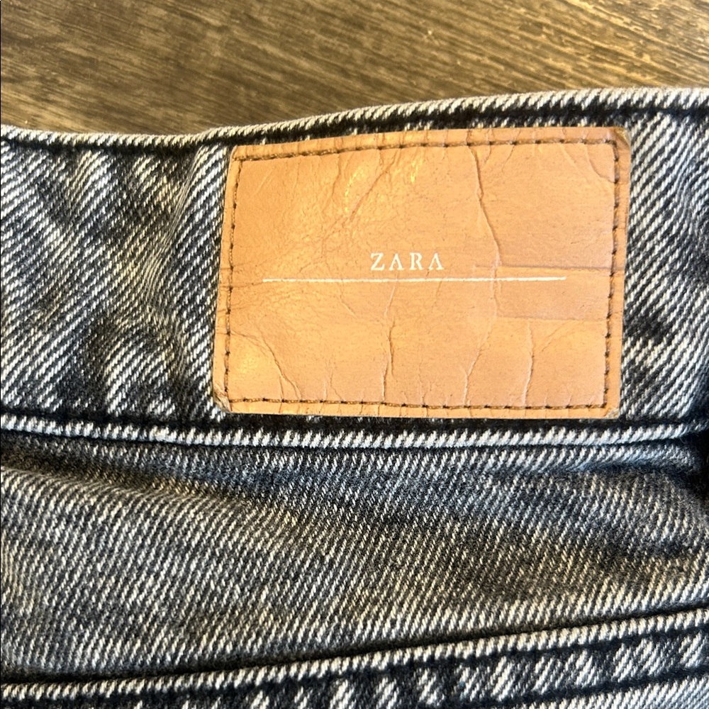Zara Stonewashed Wide Leg Jeans Gray Acid Wash US Size 6 - Picture 7 of 8